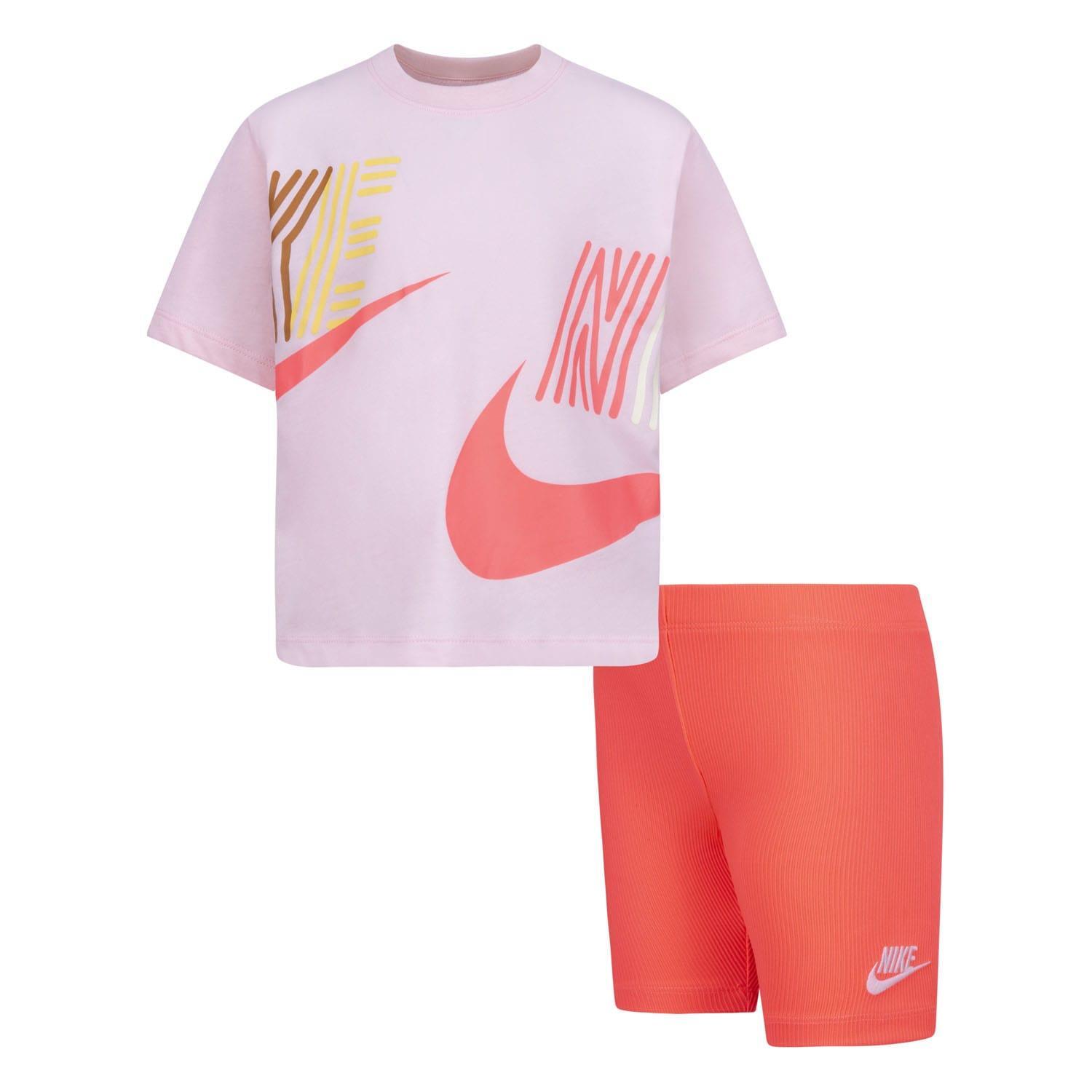 NIKE Childrens/Kids Lets Roll TShirt & Shorts Set (Pink)