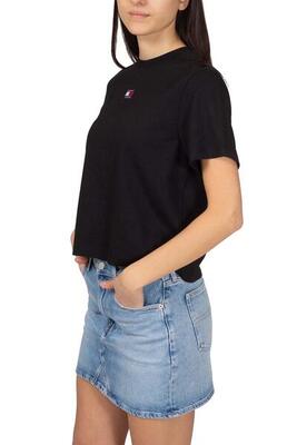 T-shirt donna boxy con logo patch