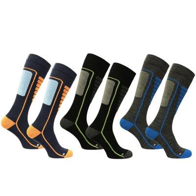 Merino woll skisocken mit stoßdämpfung und nahtloser passform - Courchevel 3pk