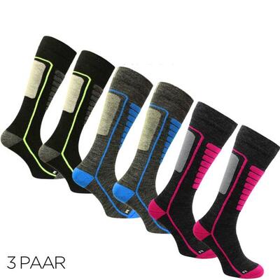 Merino woll skisocken mit stoßdämpfung und nahtloser passform - Courchevel 3pk