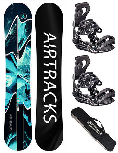 AIRTRACKS Set de Snowboard Homme: Planche Distance Wide + Fixations Master XL + Sac SB