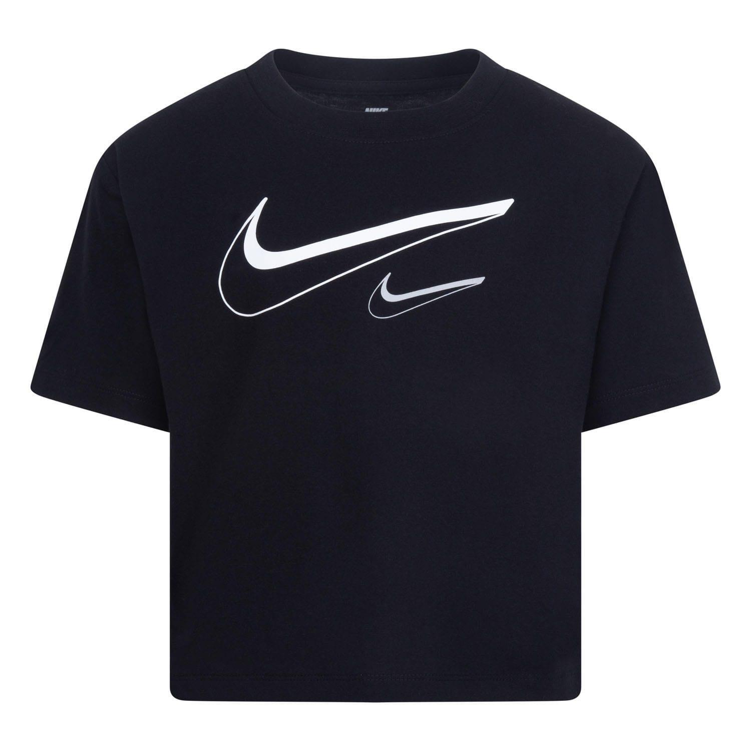 NIKE Girls Swoosh Boxy TShirt (Black)