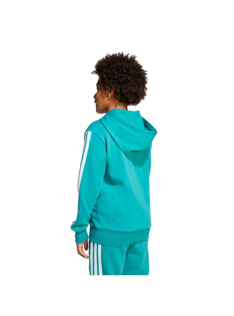 Felpa con cappuccio Adidas Essentials in pile color turchese 3/5