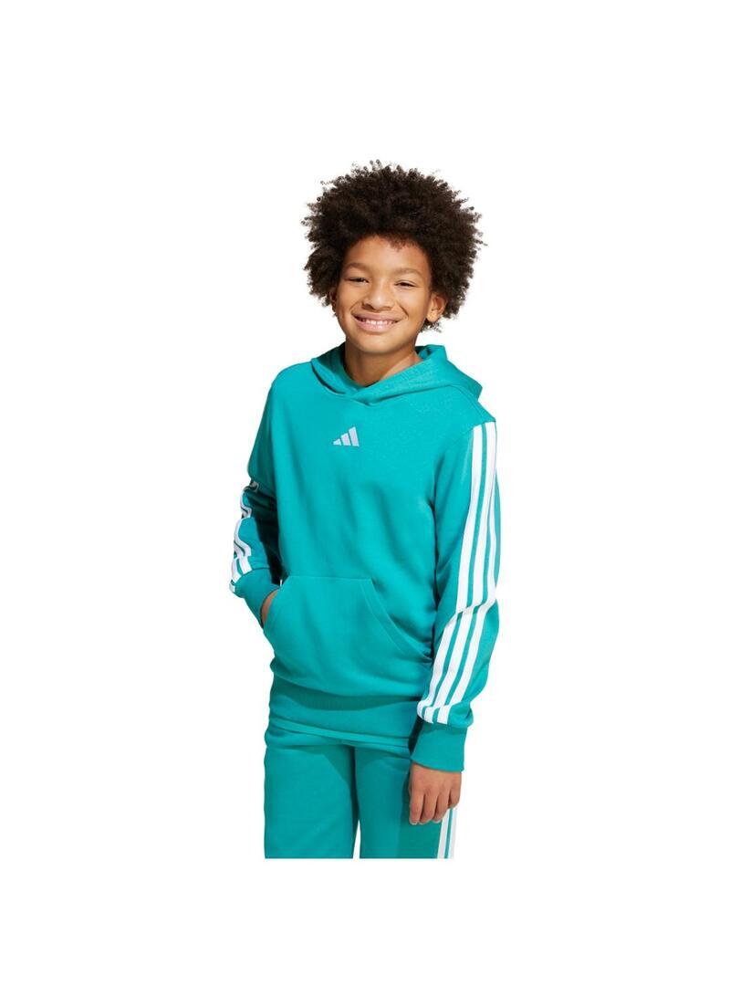 Felpa con cappuccio Adidas Essentials in pile color turchese 2/5