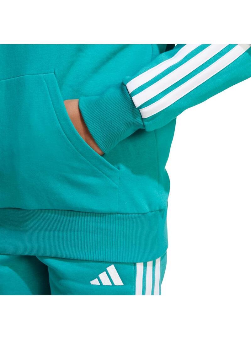 Felpa con cappuccio Adidas Essentials in pile color turchese 5/5