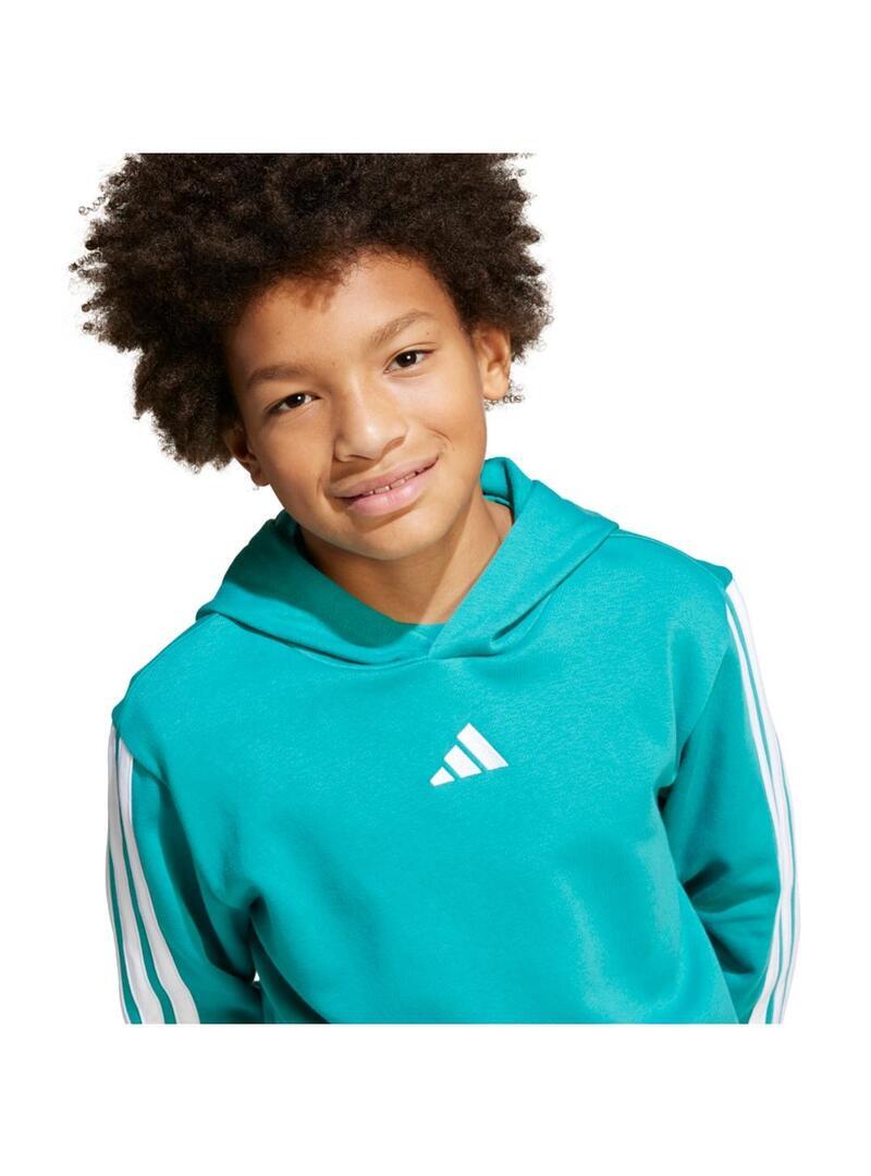 Felpa con cappuccio Adidas Essentials in pile color turchese 4/5