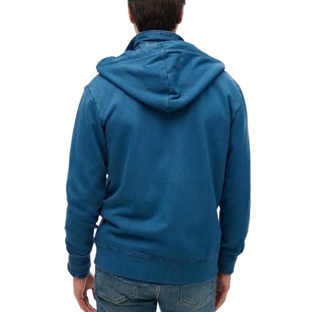 Sweat Zippé Bleu Homme Superdry Essential Washed Ziphood 3/3