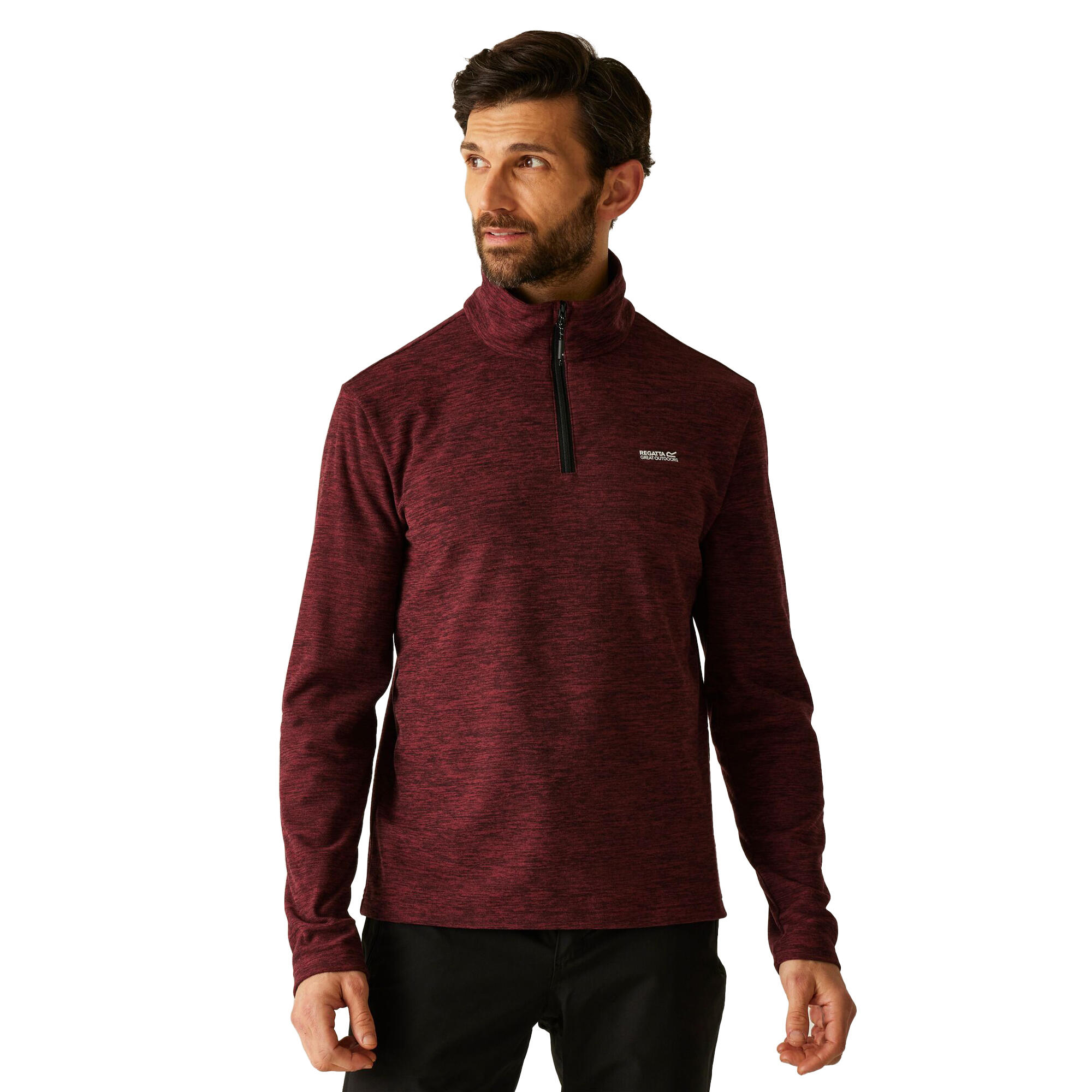 "Thompson" Fleecejacke für , mit halbem Reißverschluss, meliert Herren Dunkles 4/5