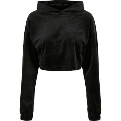 Dames sweatshirt met capuchon urban classics cropped velvet oversized