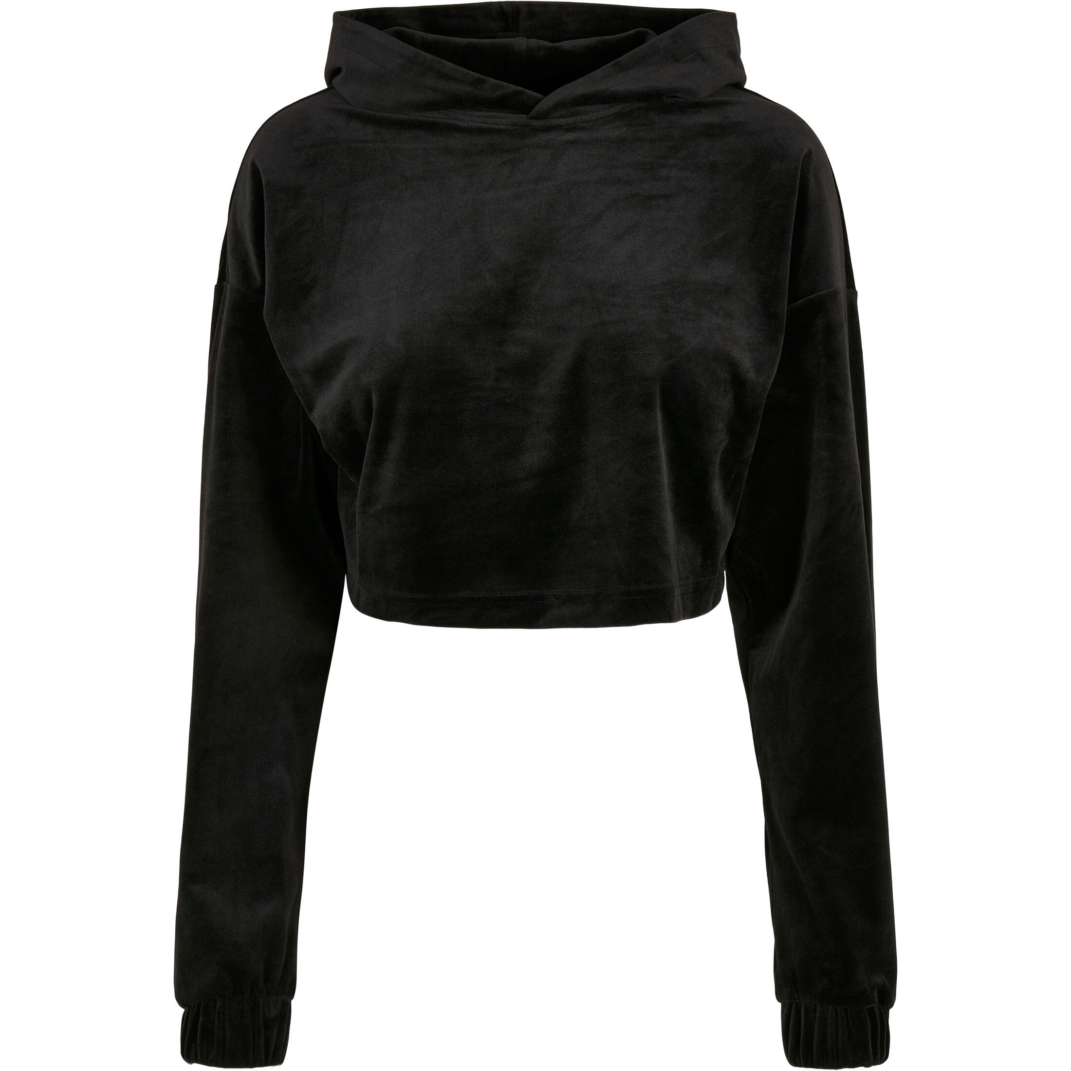 Urban Classics - Sweatshirt À Capuche Femme Urban Classics Cropped Velvet Oversized - Sweat-shirt - Noir - Decathlon