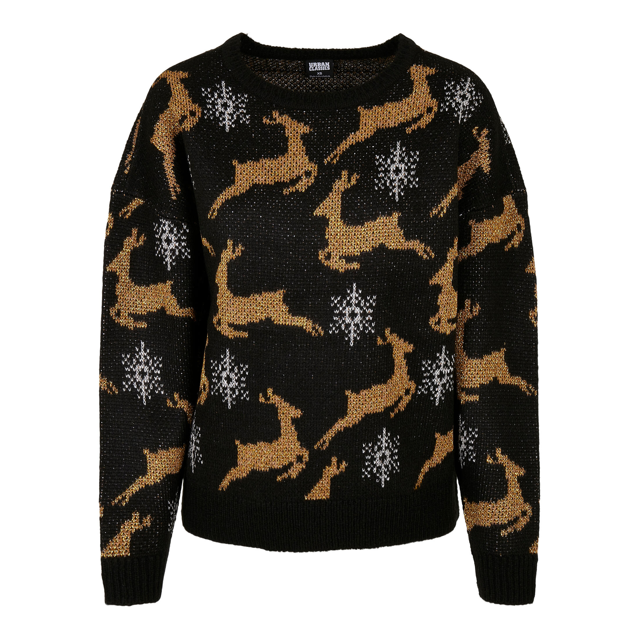 Urban Classics - Sweatshirt Femme Urban Classics Oversized Christmaser - Sweat-shirt - Jaune|noir - Decathlon