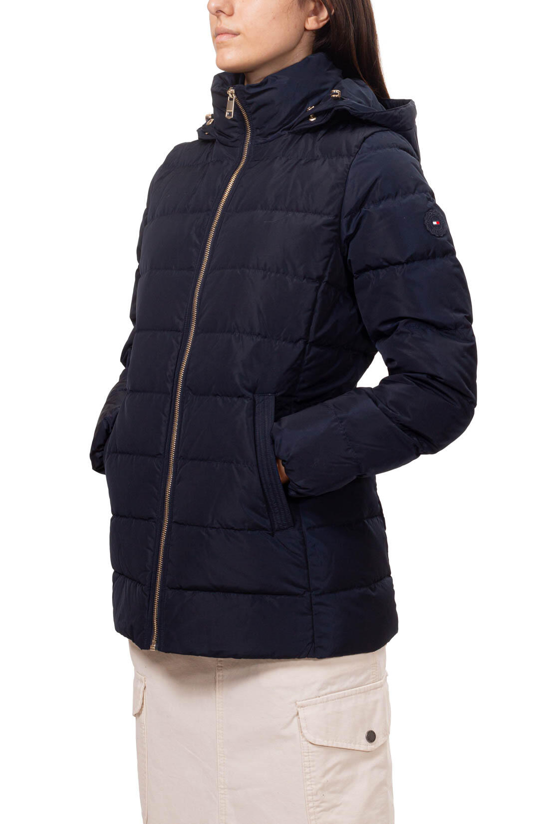 TOMMY HILFIGER Piumino donna idrorepellente con dettaglio in ecopelliccia