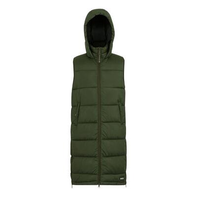 Dames ganella lang gilet (donkere khaki)