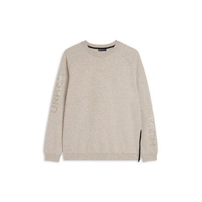 Felpa mélange con zip laterale e stampe lucide