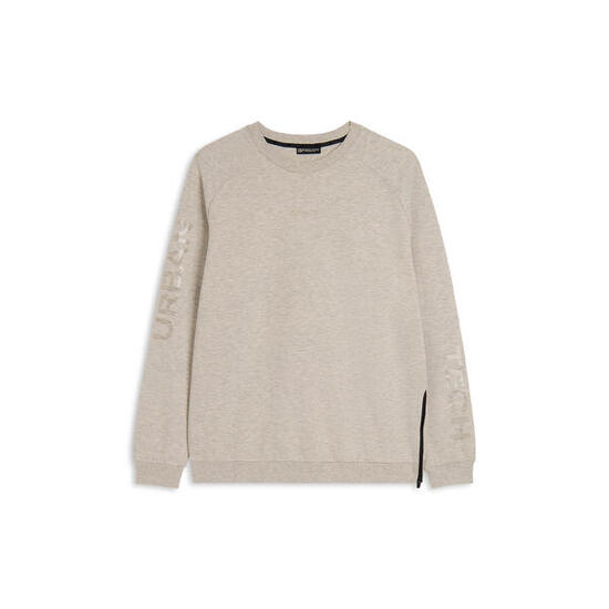 Felpa mélange con zip laterale e stampe lucide