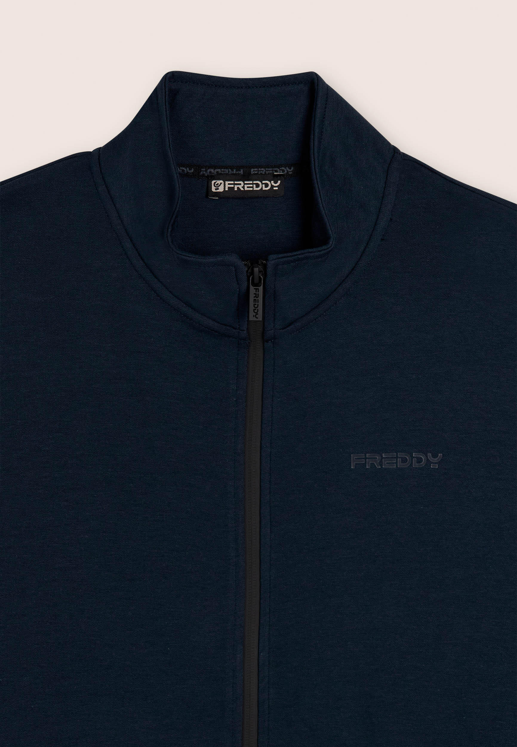 Felpa full zip con collo alto e dettagli effetto lucido 3/3