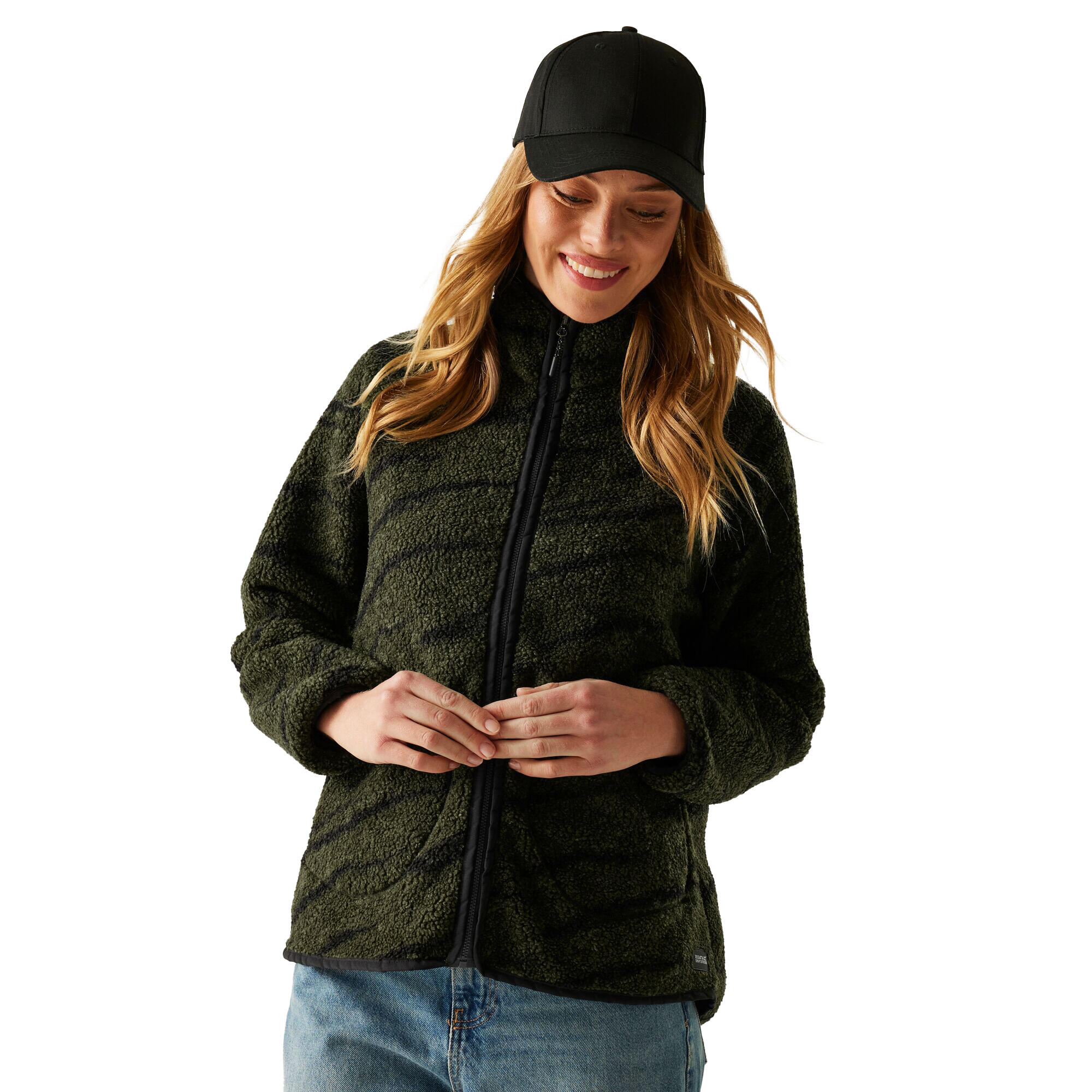 Veste Polaire FRANKIE Femme (Kaki Foncé / Noir) 4/5