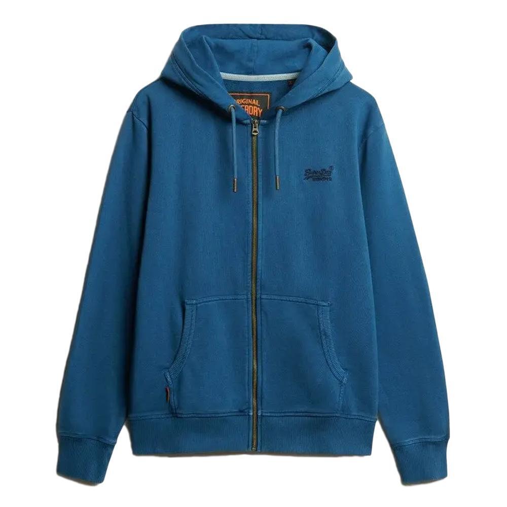 Superdry - Sweat Zippé Bleu Homme Superdry Essential Washed Ziphood - Sweat-shirt - Bleu - Decathlon