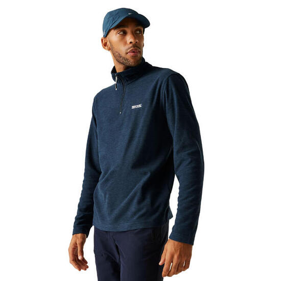 Heren Thompson Marl Half Zip Fleecejack (Maanlicht Denim)