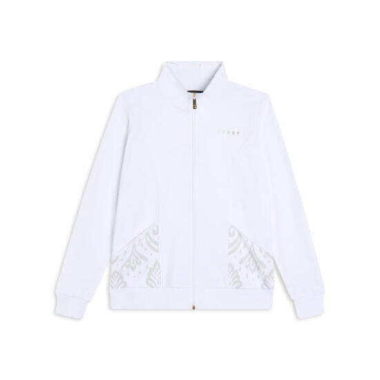 Felpa zip leggera con collo alto e dettagli floreali