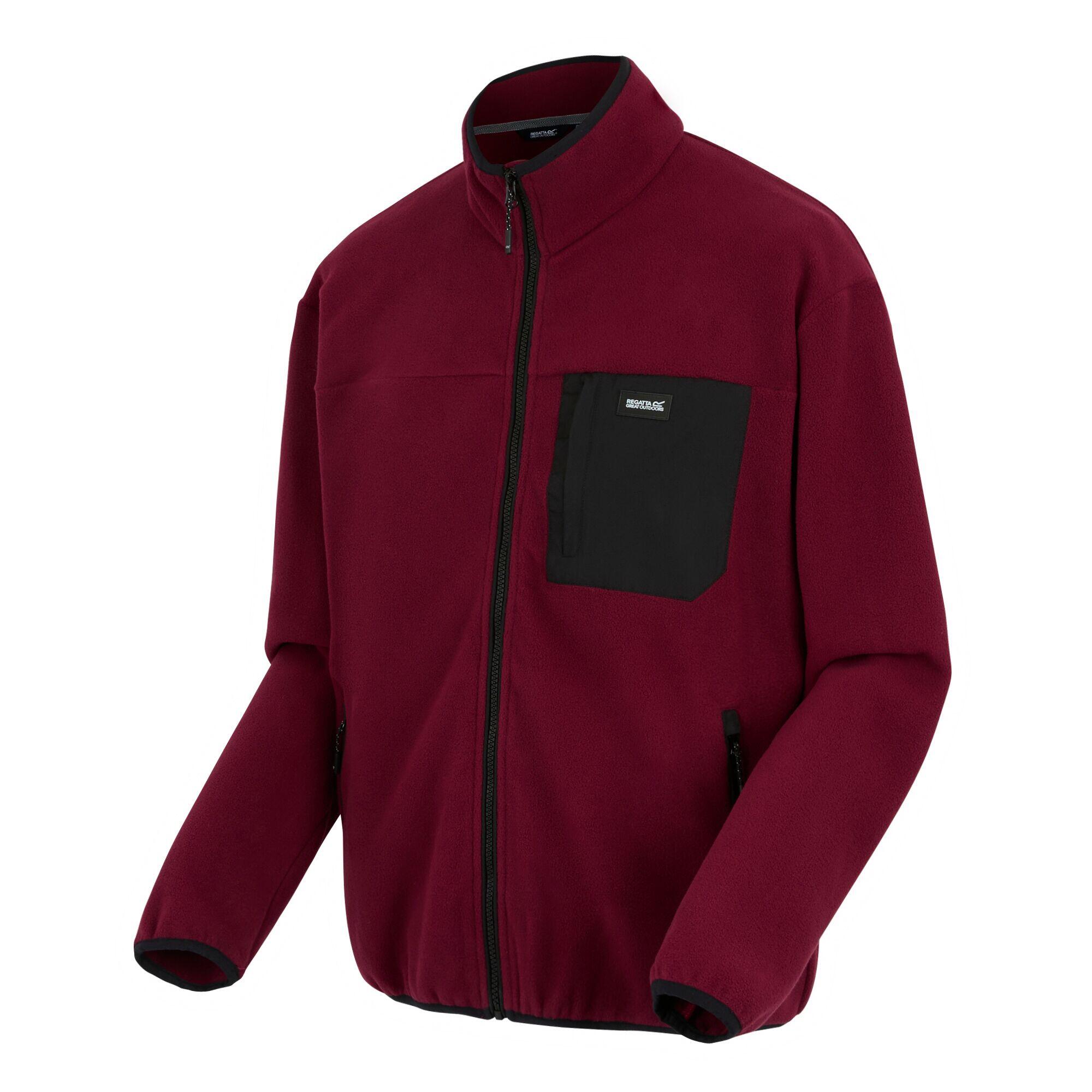"Frankie" Fleecejacke Durchgehender Reißverschluss für Herren Dunkles Weinrot 3/5