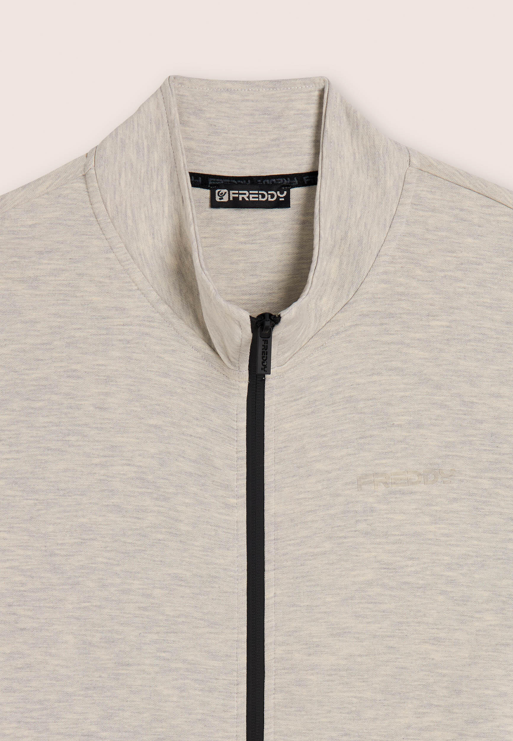 Felpa mélange full zip con collo alto e stampe 3/3