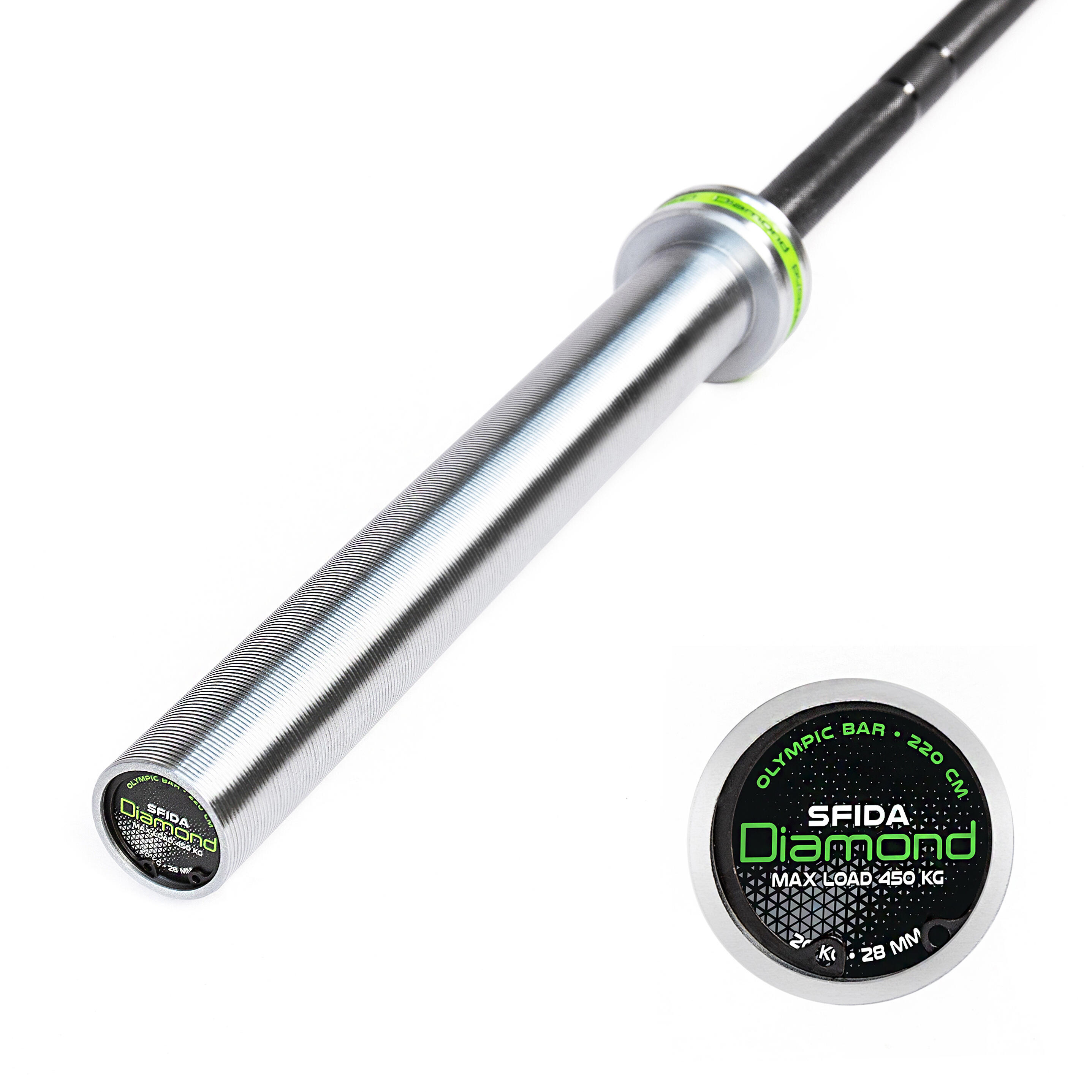 Bilanciere olimpico Sfida 220 cm - Carico max 450 Kg - 50 mm Diamond Professiona 2/5