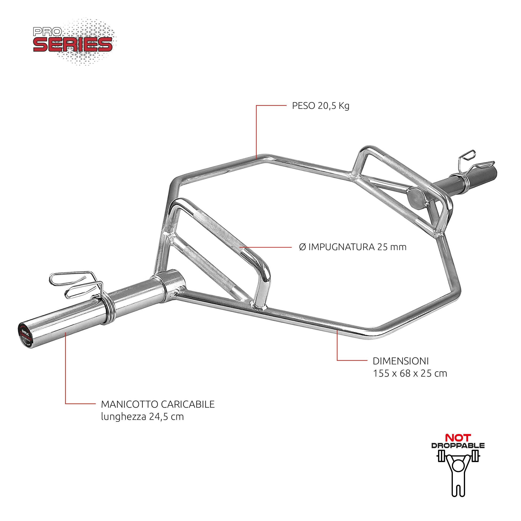 Bilanciere Olimpionico Esagonale - carico max 320 Kg Diamond Professional 2/4