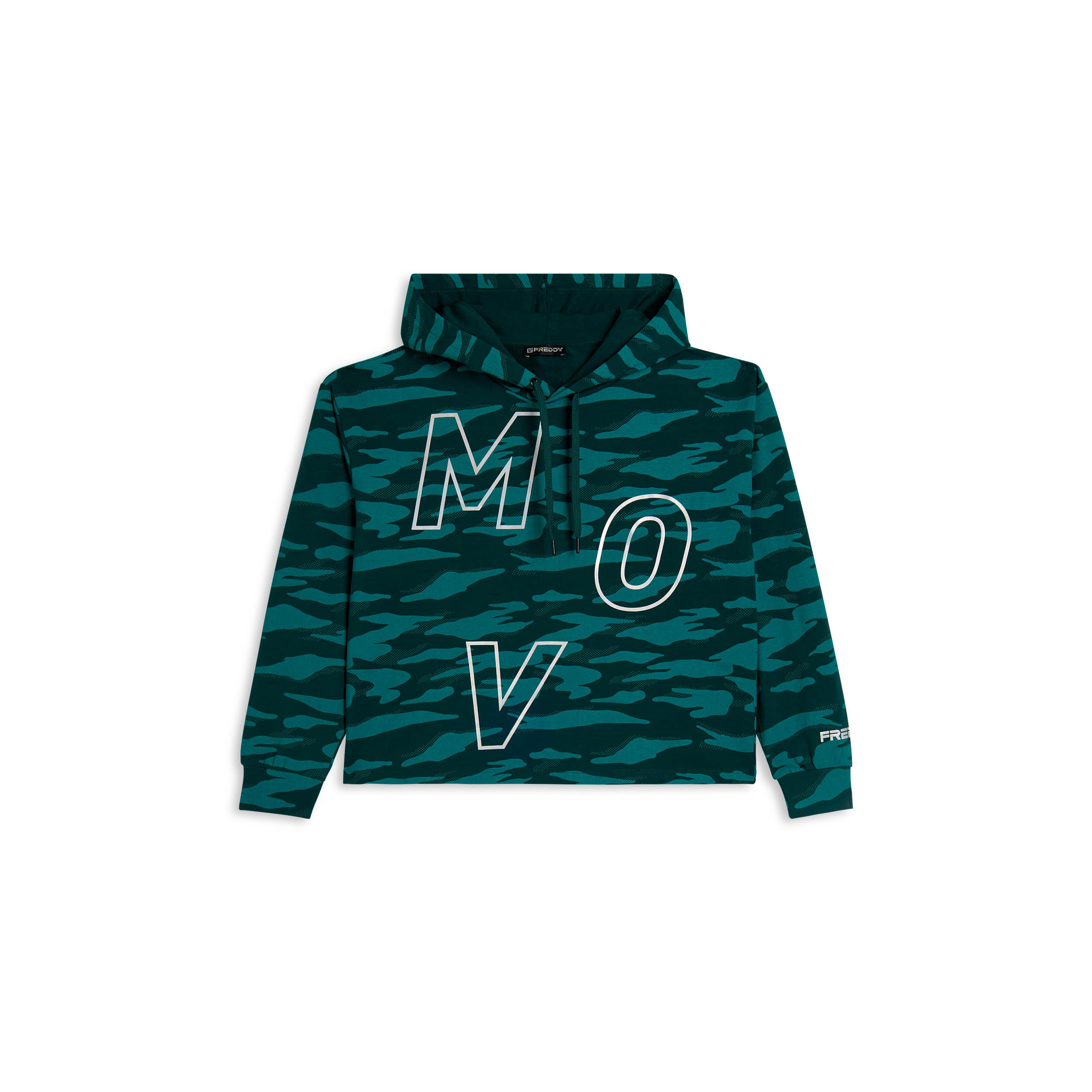 Freddy - Sweat-shirt À Capuche Coupe Cropped, Style Camouflage Et Imprimé « mov » - Sweat-shirt - Vert - Decathlon