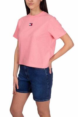 T-shirt donna boxy con logo patch