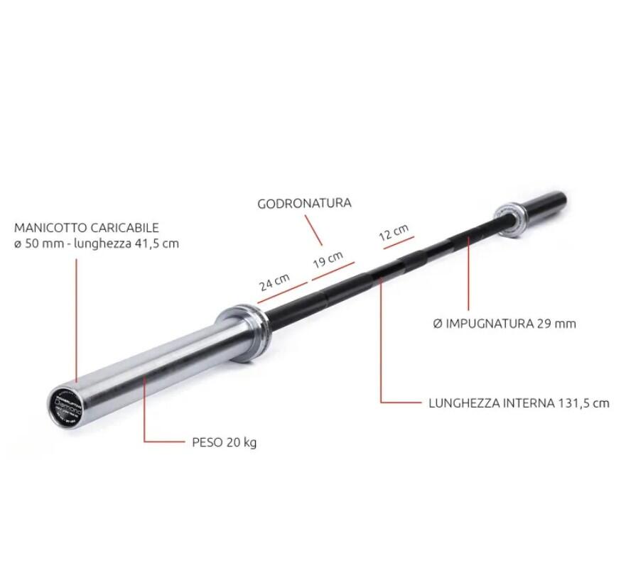 Bilanciere Powerlifting 220 cm - Carico max 700 Kg - 50 mm Diamond Professional 2/5