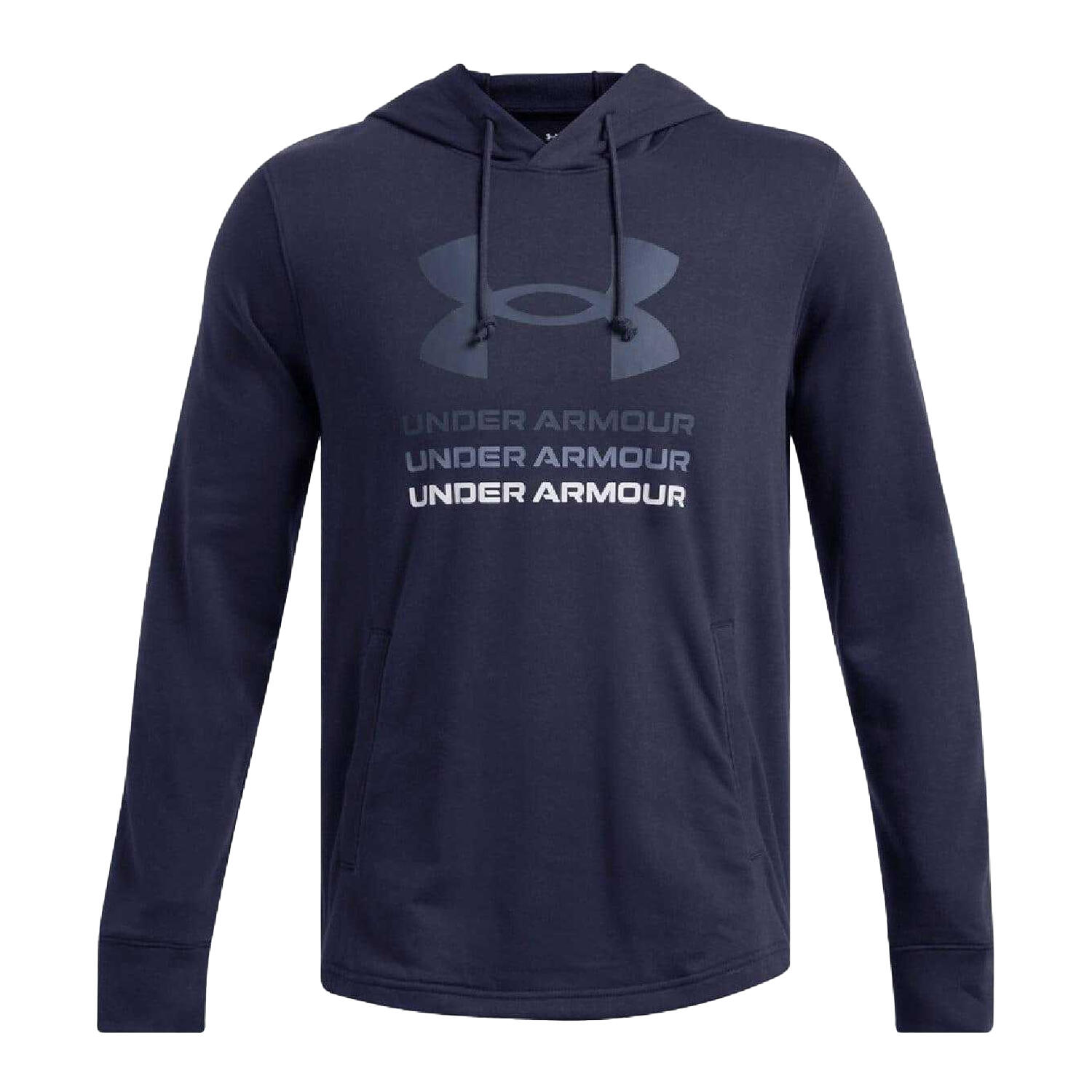 UNDER ARMOUR Mens Rival Graphic Terrycloth Hoodie (Blue)