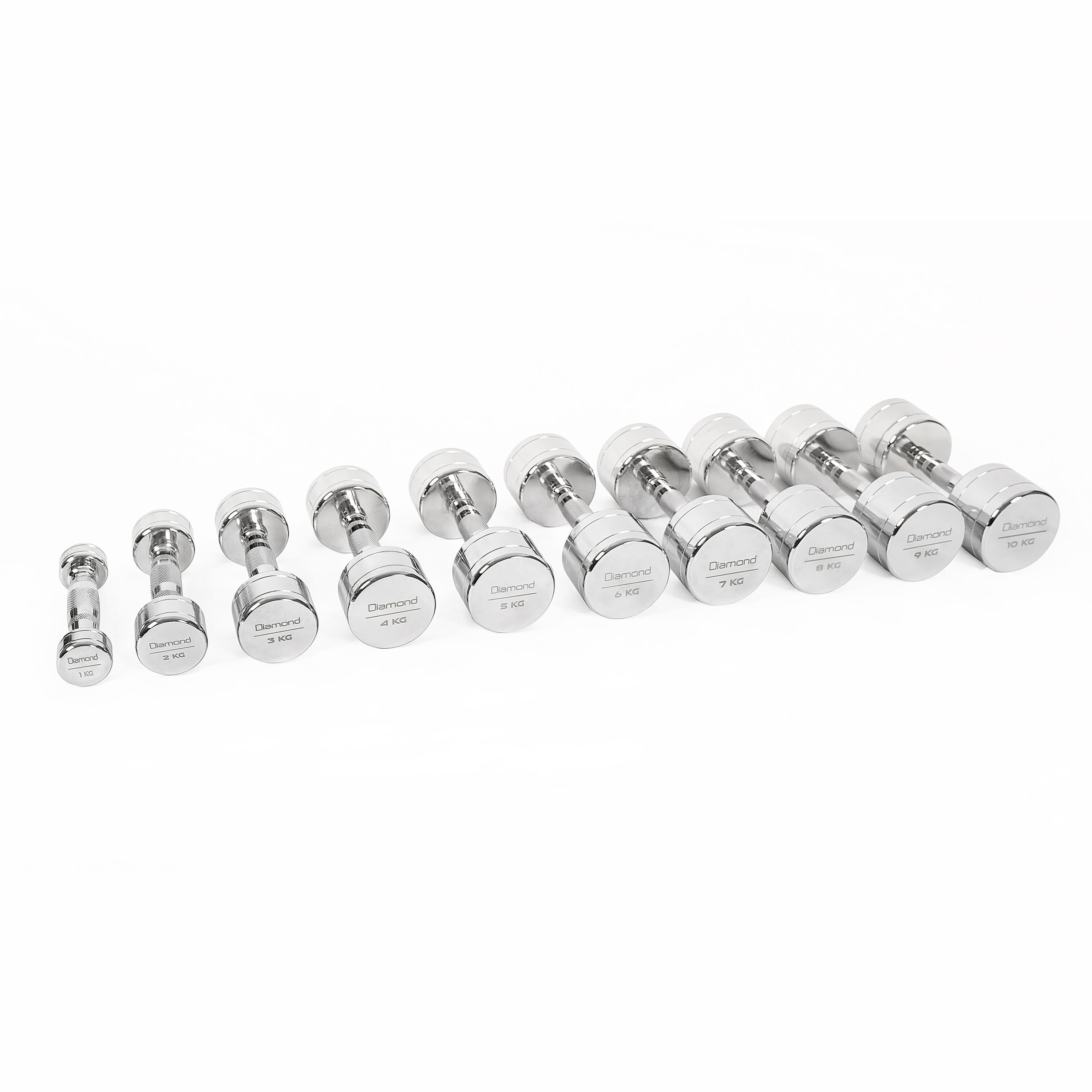 Kit 10 coppie manubri cromati Diamond Fitness 1-10 kg 5/5