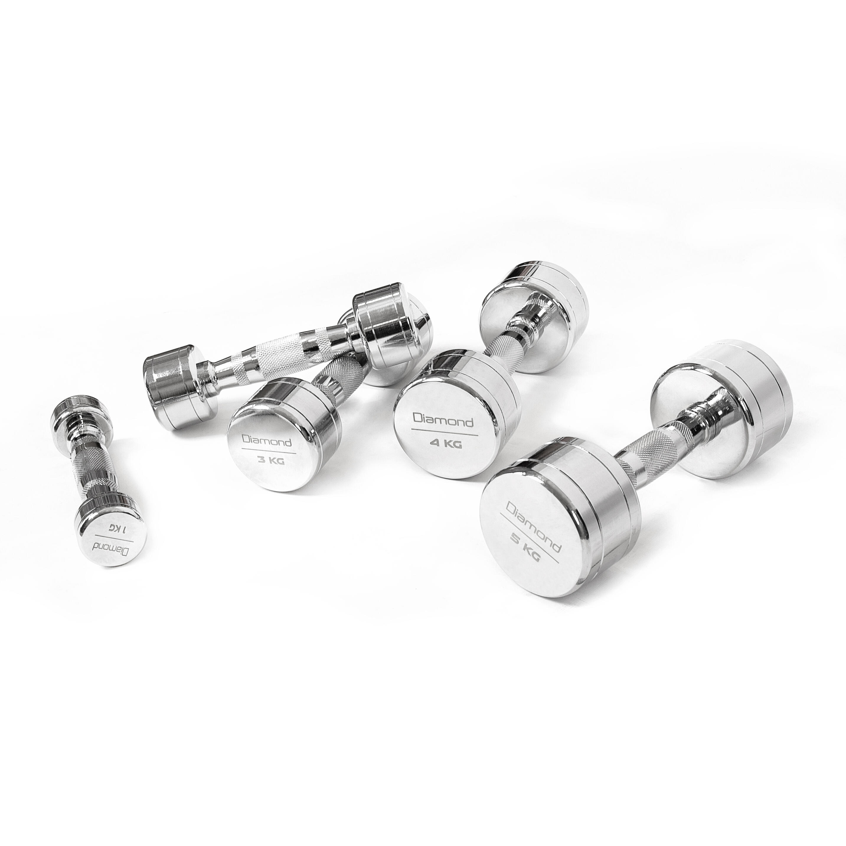 Kit 10 coppie manubri cromati Diamond Fitness 1-10 kg 4/5