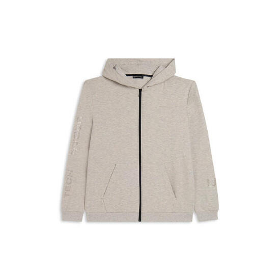 Felpa mélange zip con cappuccio e stampa lucida