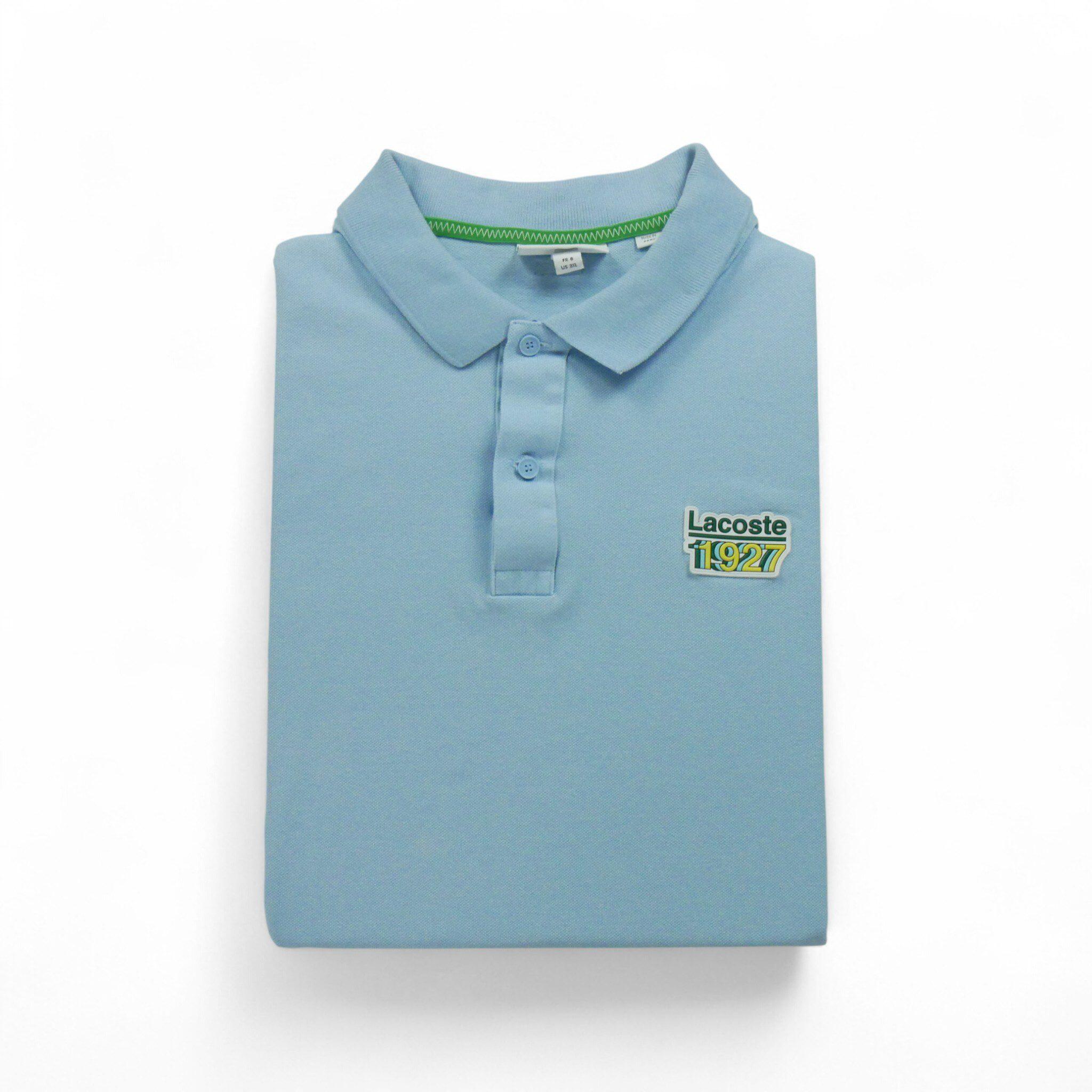 LACOSTE Segunda Vida - Camisa Polo de Manga Curta Azul Claro - Em bom estado