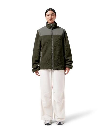 Teddy-Fleece Cardigan Damen – Vegan & Recycelt Dark Olive Green S