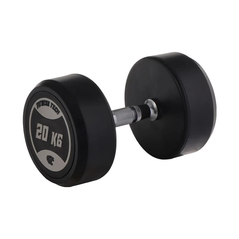 Ensemble 8 paires d'haltères ronds de 2,5 kg à 20 kg avec support Fitness Tech 5/7