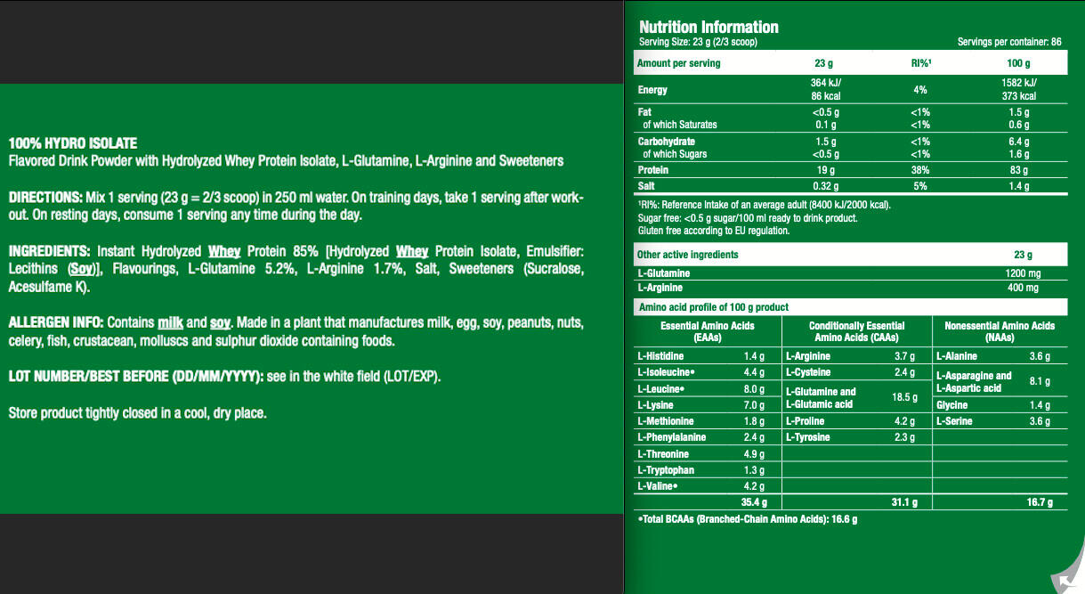 Whey hydrolysée - 100% Hydro Isolate - Vanille 3/5