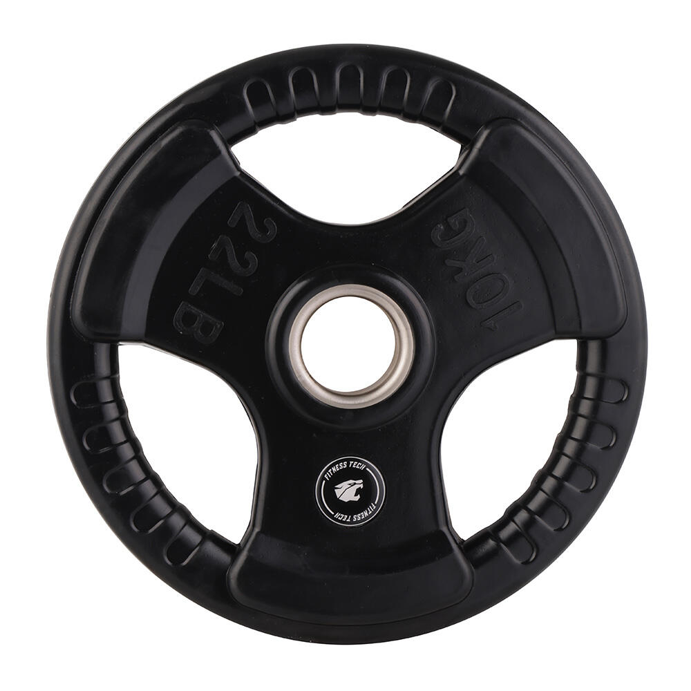 Set 2 Discos Triple Agarre Musculación 10 kg 50mm Fitness Tech 2/5