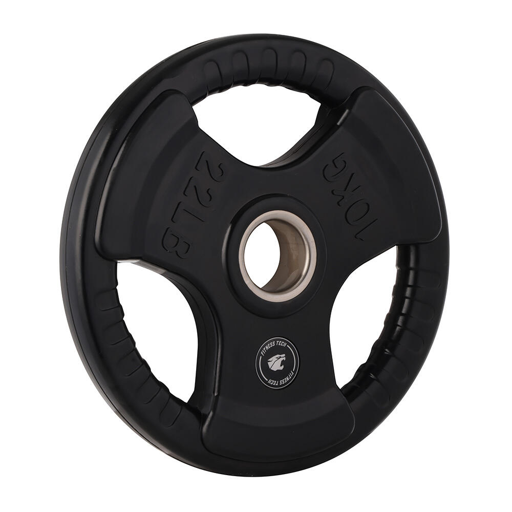 Set 2 Discos Triple Agarre Musculación 10 kg 50mm Fitness Tech 1/5
