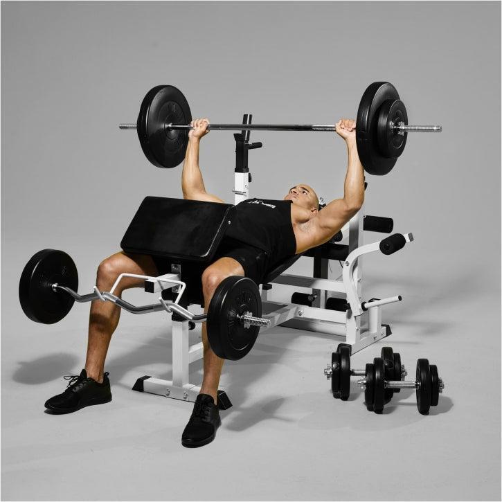 Multiestación Musculación + Kit Pesas Gorilla Sports Blanco 100 KG 5/7