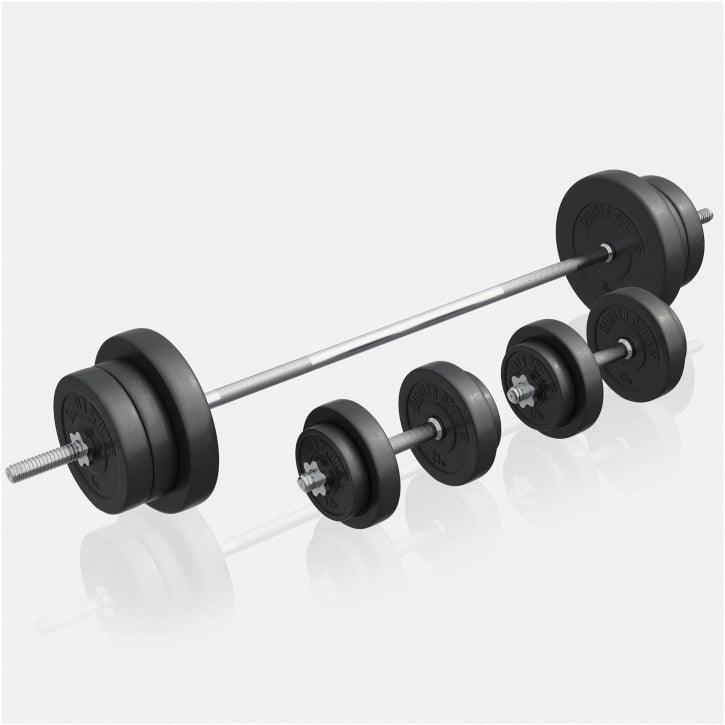 Banc de musculation complet avec haltères, barres et poids 6/7