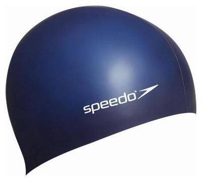 Speedo junior plain moulded silicone cap - wit / aqua