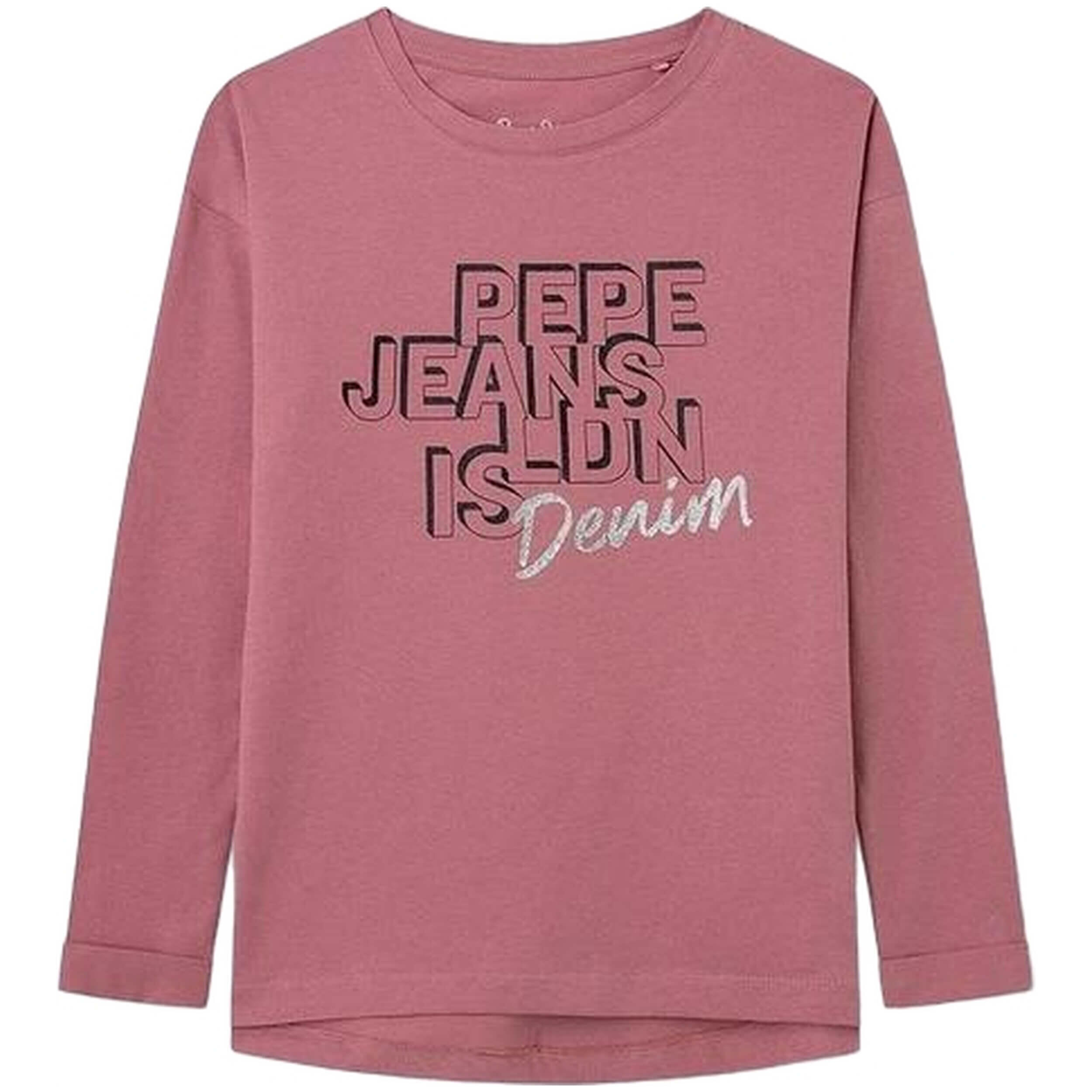 Sweat-shirt Fille Pepe Jeans - 100% Coton, Coupe Régulière, Manches Longues - Couleur Rose, Logo Brodé - Pour Tous Les Jours - 3