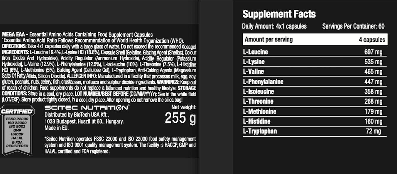 Mega EAA - 240 Cápsulas Scitec Nutrition 3/5