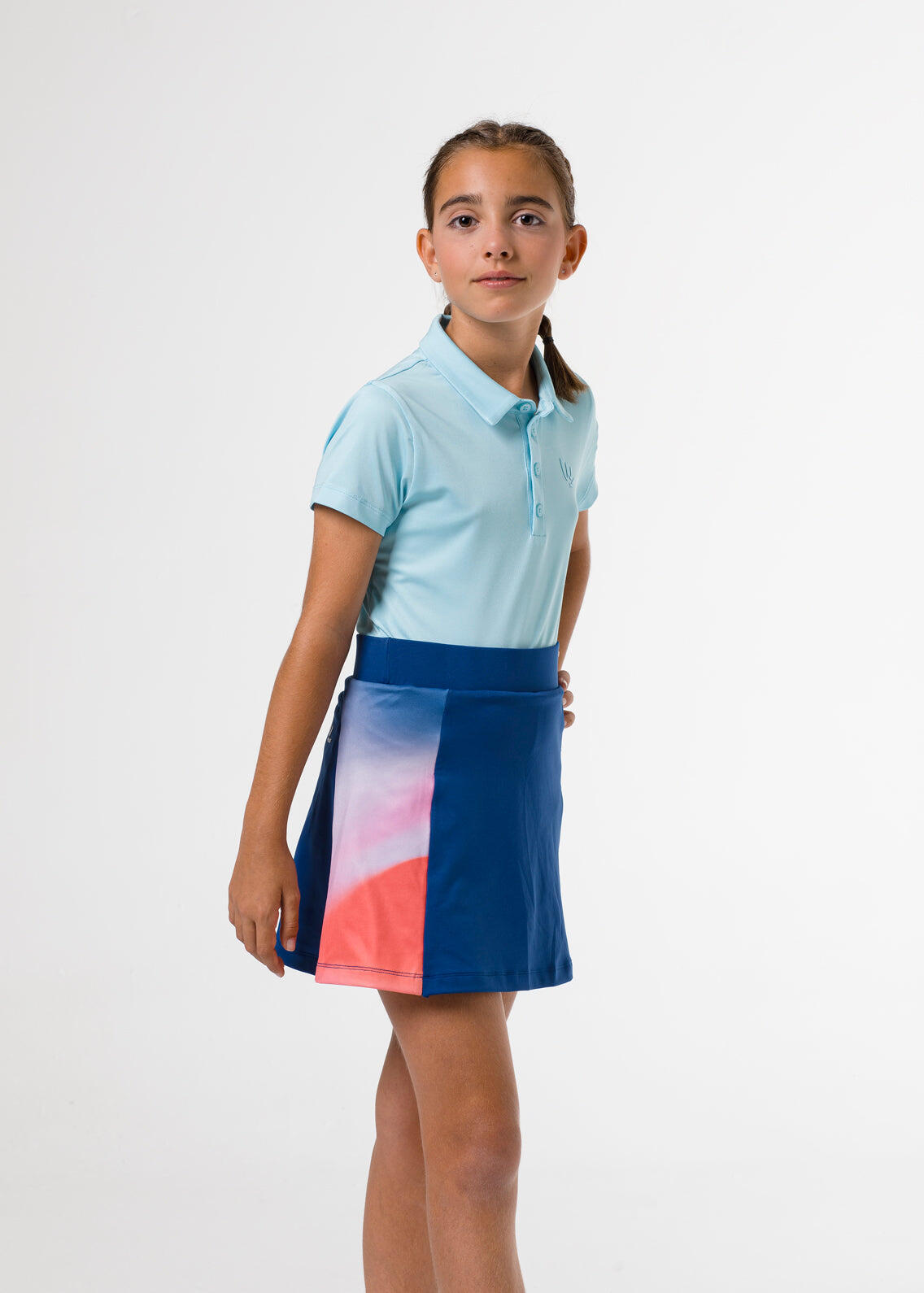 Blauwe golfbroek voor meisjes met kleurverloopdetail 2/4