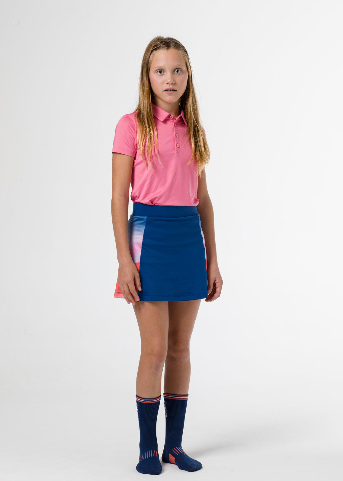 Blauwe golfbroek voor meisjes met kleurverloopdetail 4/4