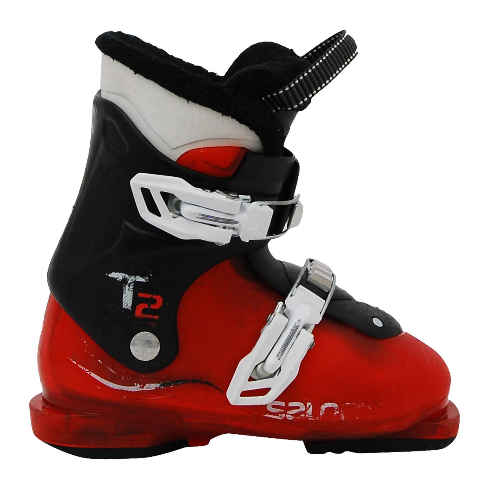 Salomon - Reconditionne - Chaussure De Ski Junior Salomon T2_2 Crochets - Chaussures De Ski - Rouge - 18 Cm - Decathlon