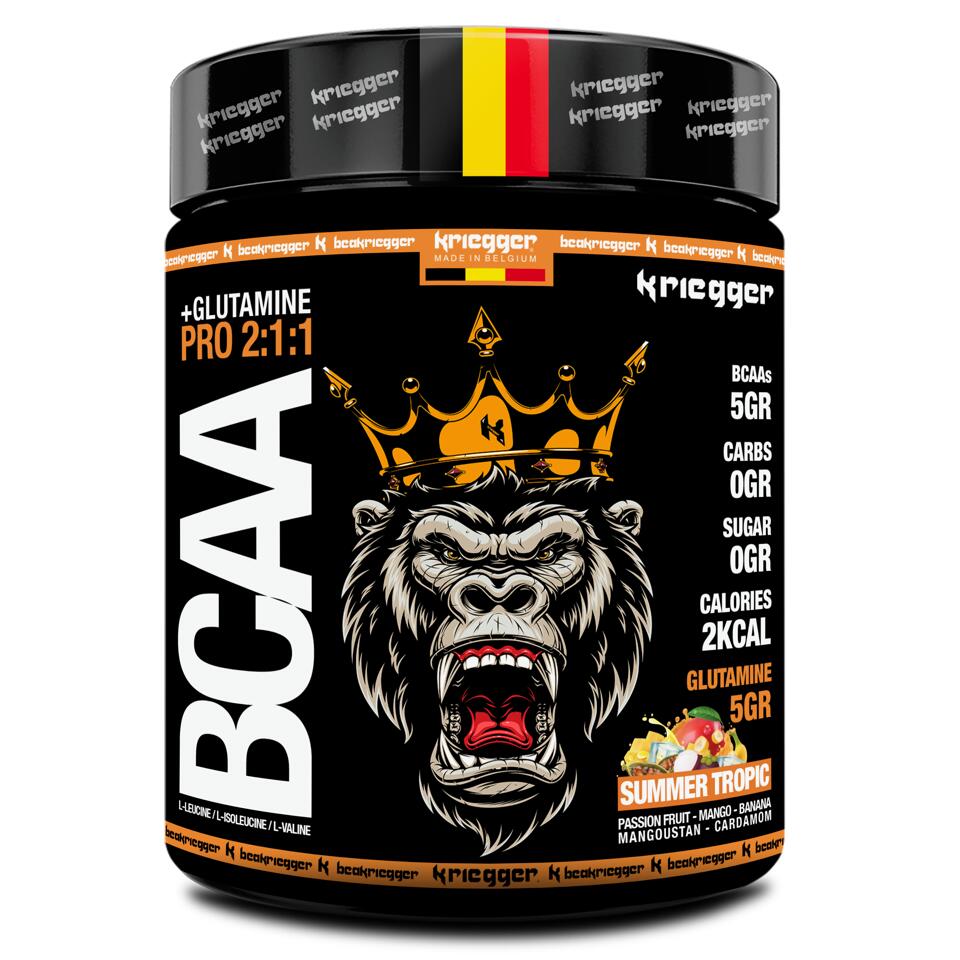 KRIEGGER SPORT NUTRITION BCAA Aminozuur+Glutamine 2:1:1 Intens en verfrissend Summer Tropic 300gr